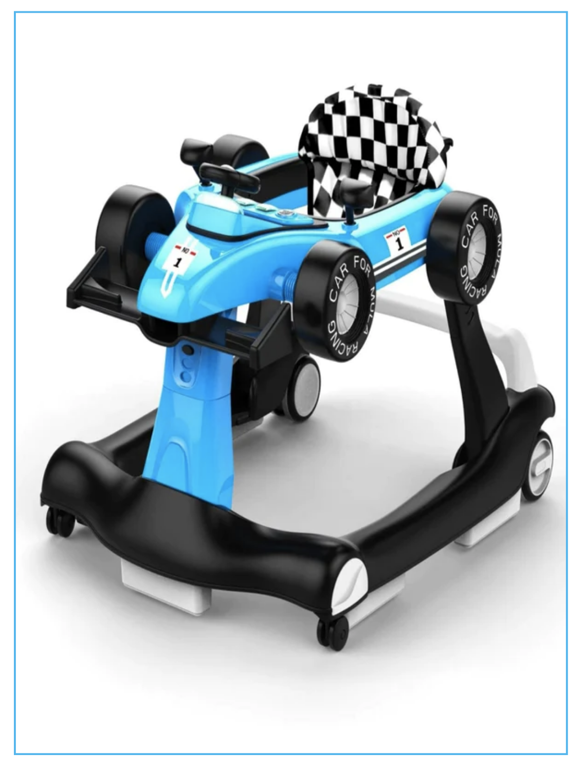 Multifunctional F1 Racing Car Musical Baby Walker Blue FirstCrawl