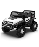 GetBest Battery Operated Ride on Jeep for Kids with Music Lights and Swing Electric Remote Control Ride on Jeep - White