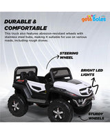 GetBest Battery Operated Ride on Jeep for Kids with Music Lights and Swing Electric Remote Control Ride on Jeep - White