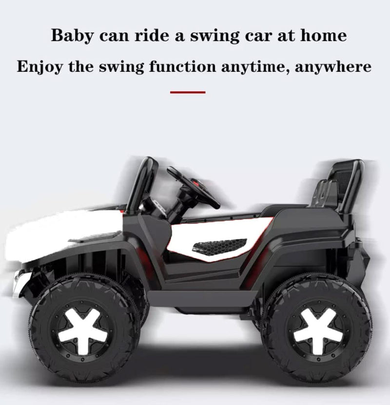 GettBoles 2288 Battery Operated Ride on Jeep for Kids with Music, Lights and Swing- Electric Remote Control Ride on Jeep for Children to Drive of Age 1 to 6 Years, White