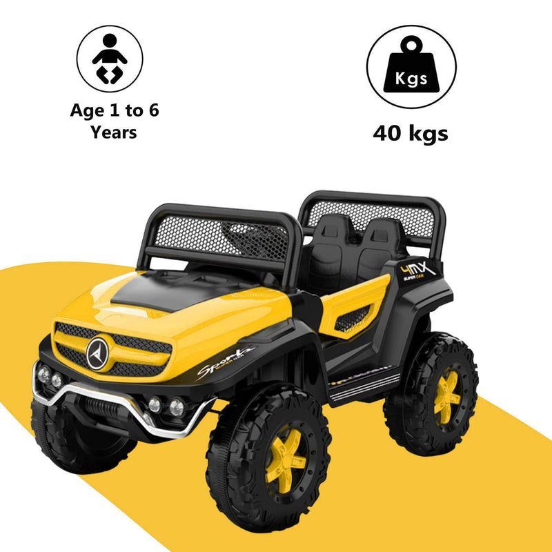 GettBoles 158 Battery Operated Ride on Jeep for Kids with Music, Lights and Swing- Electric Remote Control Ride on Jeep for Children to Drive of Age 1 to 6 Years (Yellow)