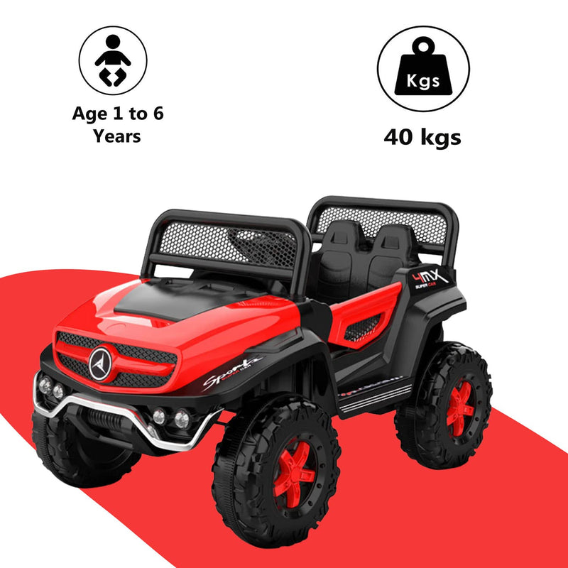 GettBoles 2288 Battery Operated Ride on Jeep for Kids with Music, Lights and Swing- Electric Remote Control Ride on Jeep for Children to Drive of Age 1 to 6 Years, Red