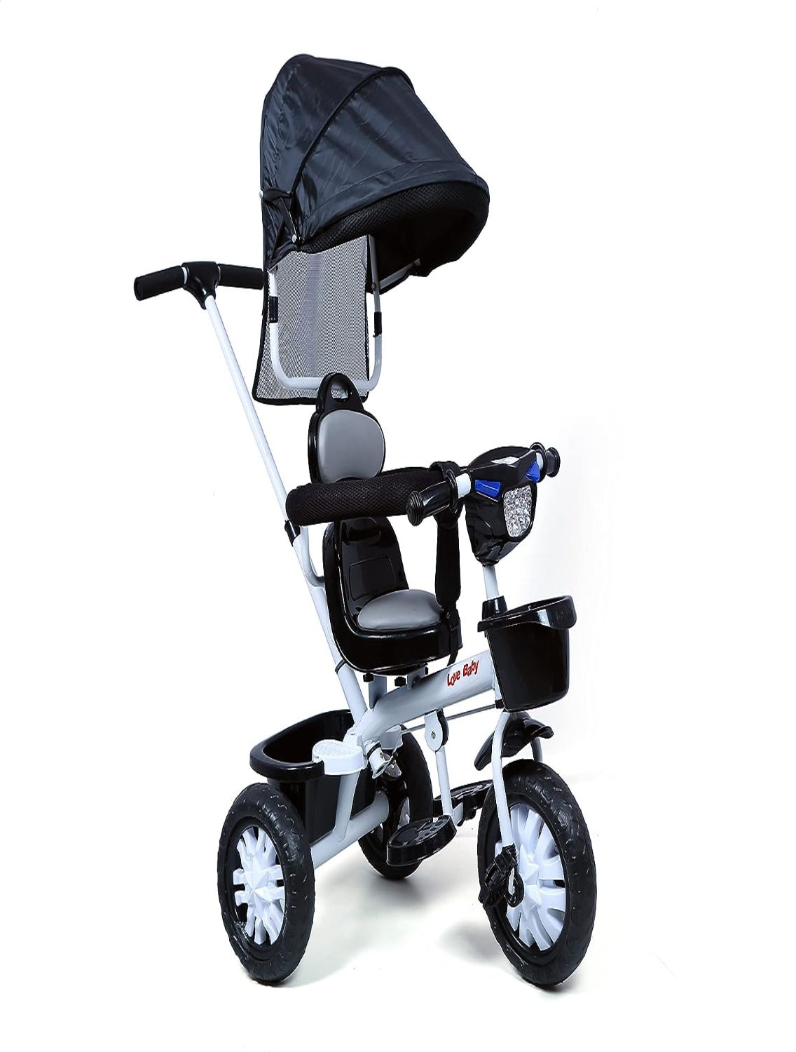 Musical Tricycle With Parental Handle & Canopy (BJ-573R-Black)