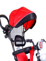 Luusa R9 Power 500 Tricycle for Kids with Hood and Parent Handle Black-Red