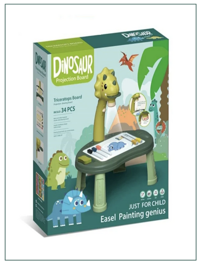 Learning BOARD 34pcs dinosaur kids drawing projector table with light -GREEN