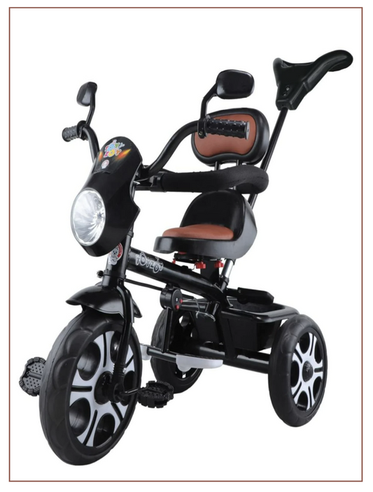 Musical Tricycle with Parental Push Handle & Leather Seat