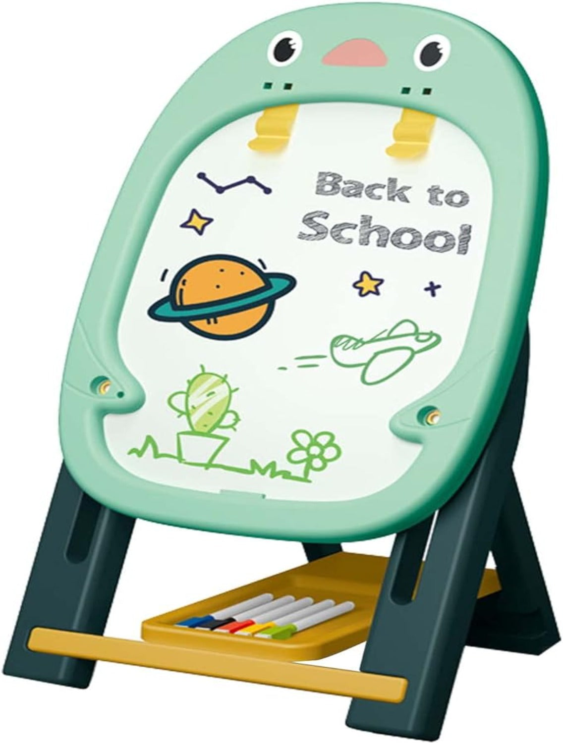 Toddler Easel - Double Sided Chalk Board & Painting Easel with Smooth Surface,Magnetic Portable Stable Toddler Art Easel, Painting Accessories Included Fivetoo