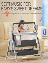 Premium Baby Cradle 3 in 1 Electric Bedside Crib Baby Swing Cot, 5-gear Microwave Adjustable Rocking Bedside Cribs