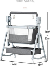 Premium Baby Cradle 3 in 1 Electric Bedside Crib Baby Swing Cot, 5-gear Microwave Adjustable Rocking Bedside Cribs