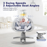 Baby Swings Easy to Assemble, Outdoor Portable, Music Speaker with 8 Preset, Remote Control-Grey