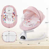 Electric Baby Swing with Bluetooth, Remote Control, Music, 5 Swing Speeds, Harness - For Infants