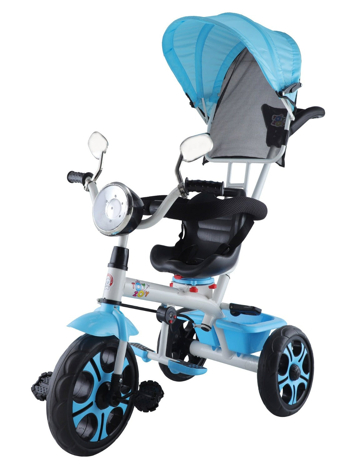 Tricycle with Light, Foldable Canopy and 360 Degree Seat Rotating