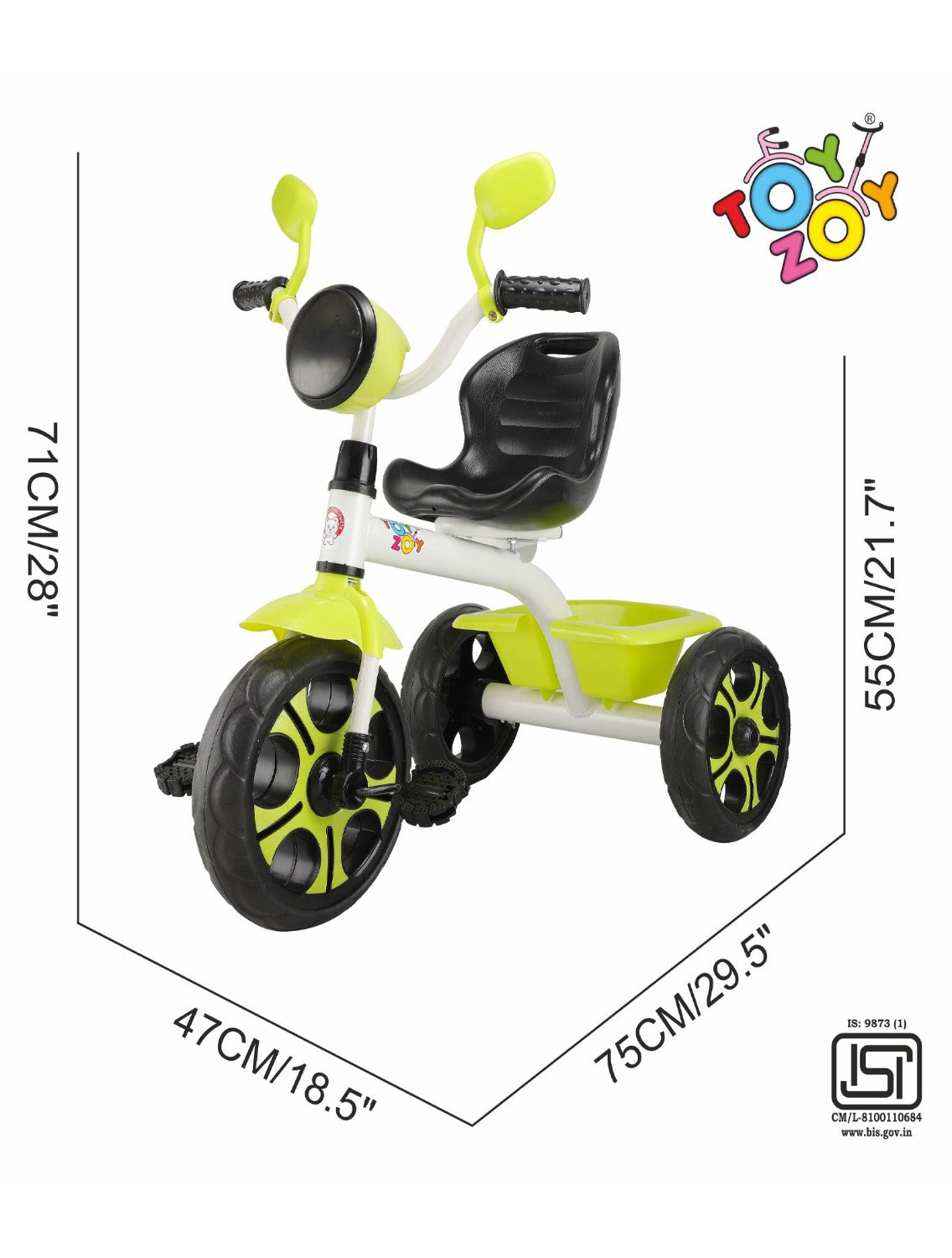 Melody Lite Trike Tricycle with Light and Music - Neon Green