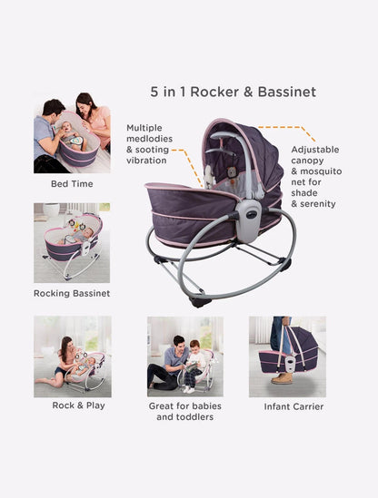 5 In 1 Rocker Bassinet With Adjustable Canopy