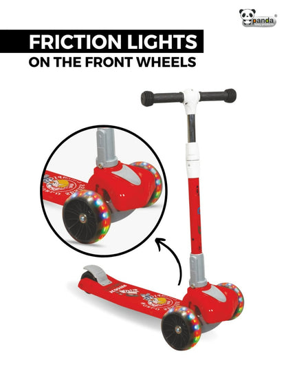 Kids Scooter with 4 Level Height Adjustment & LED Wheels - RED