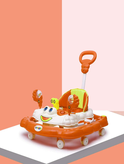 Height Adjustable Musical Walker With Parental Handle (BJ-303H ORANGE)