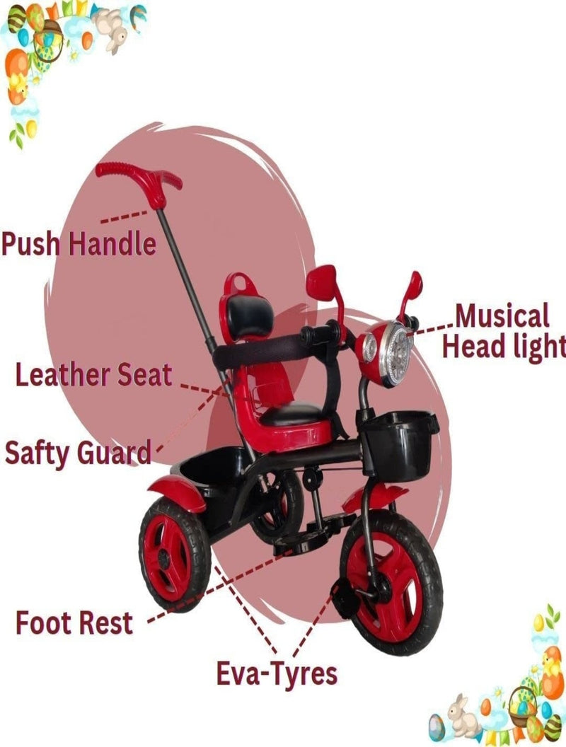 MUSICAL Tricycle with Parental Handle for Kids