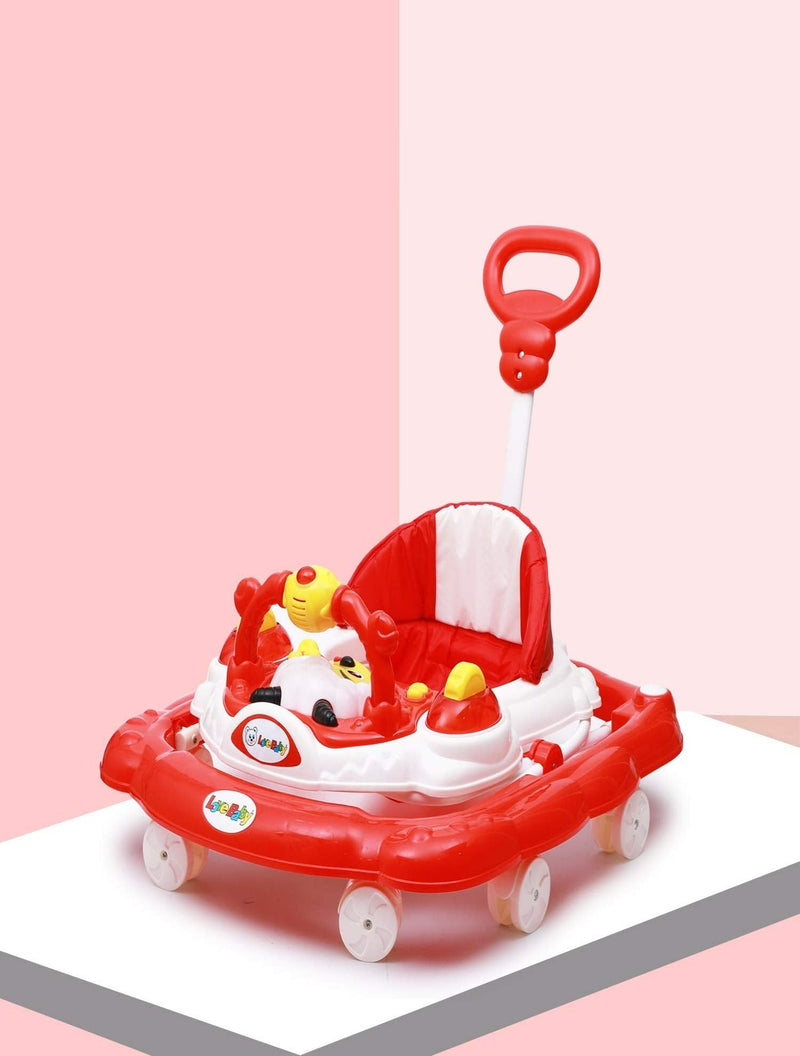 Height Adjustable Musical Walker With Parental Handle (BJ 301-H RED)