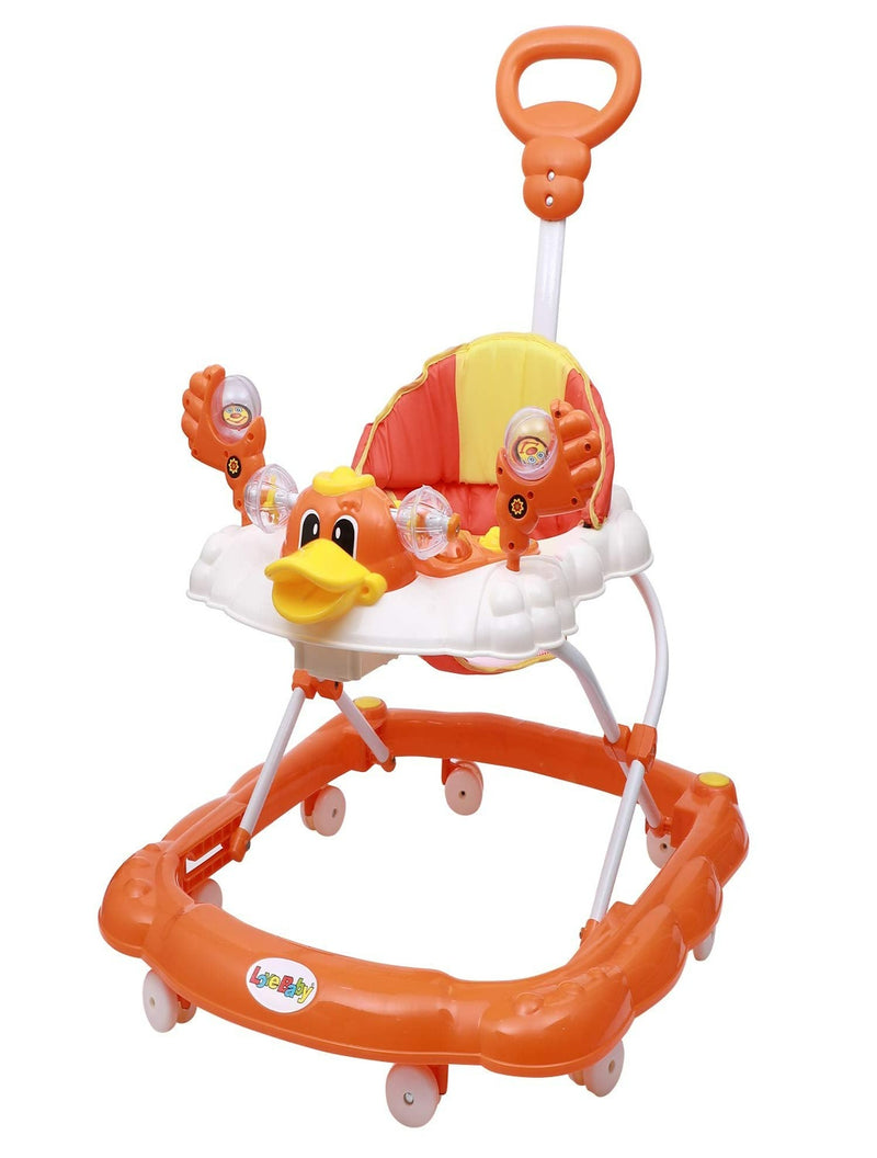 Height Adjustable Musical Walker With Parental Handle (BJ 305-H ORANGE)