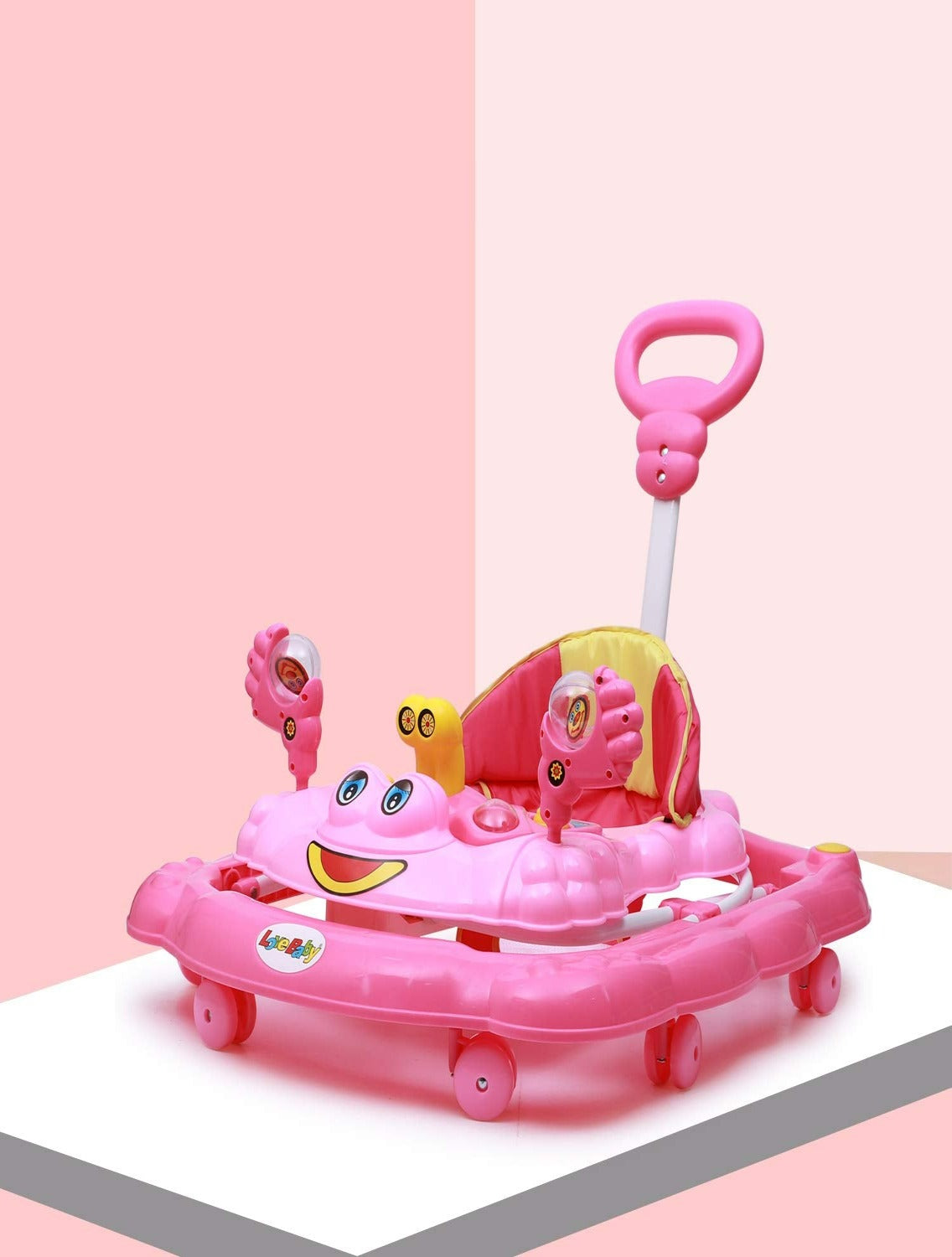 Height Adjustable Musical Walker With Parental Handle (BJ-303H PINK)