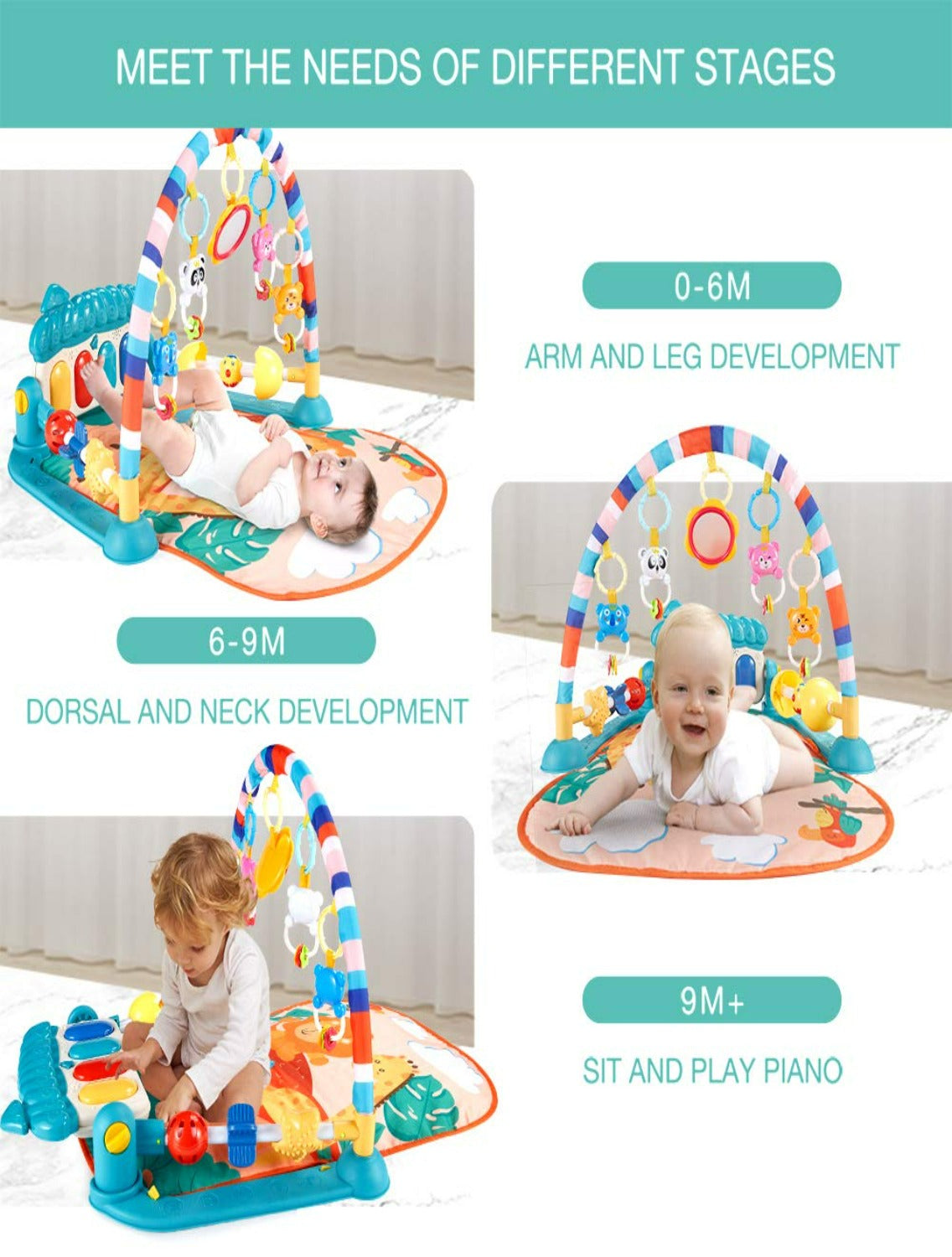 BABY ACTIVITY PLAY GYM MAT WITH PIANO