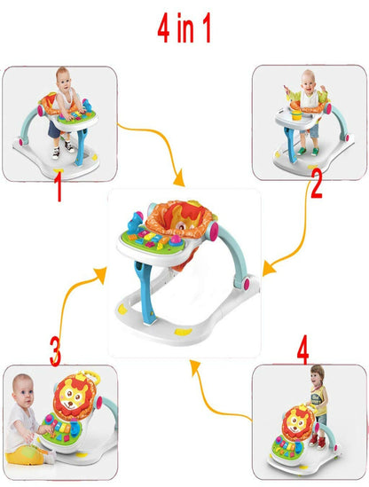 Multifunctional Musical Baby Lion Walker (Multicolor)