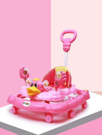 Height Adjustable Musical Walker With Parental Handle (BJ 305-H PINK)