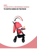 Multi-Adjustment Ultra Baby Stroller Pram & Buggy, Pushchair Reversible Handle with Anti-Shock Rubber Wheels (Red)