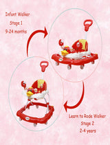 Height Adjustable Musical Walker With Parental Handle (BJ 305-H RED)