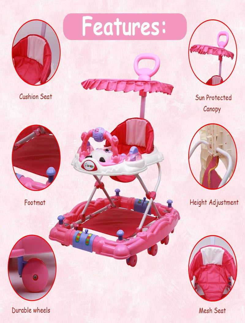 Musical Rocker Walker With Hood (BJ-302H PINK)