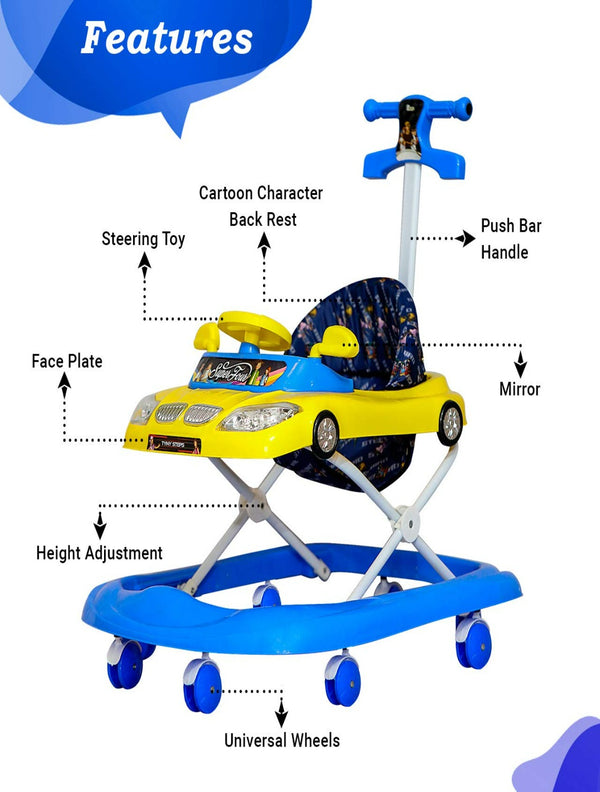 Bmw Musical Walker With Adjustable Height  (Blue)