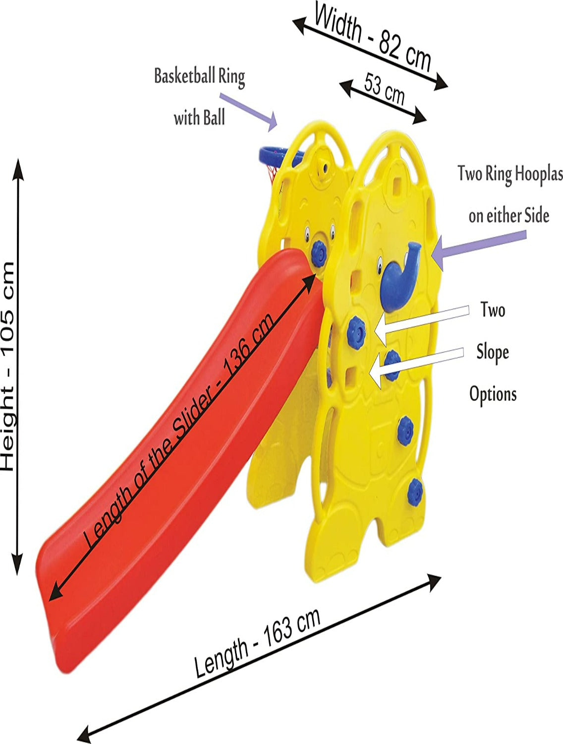 Elephant Slide With Basket Ball (Multicolor)