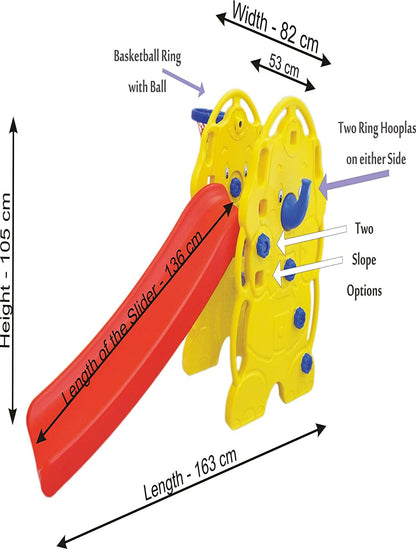 Elephant Slide With Basket Ball (Multicolor)