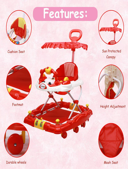 Musical Rocker Walker With Hood (BJ-302H RED)