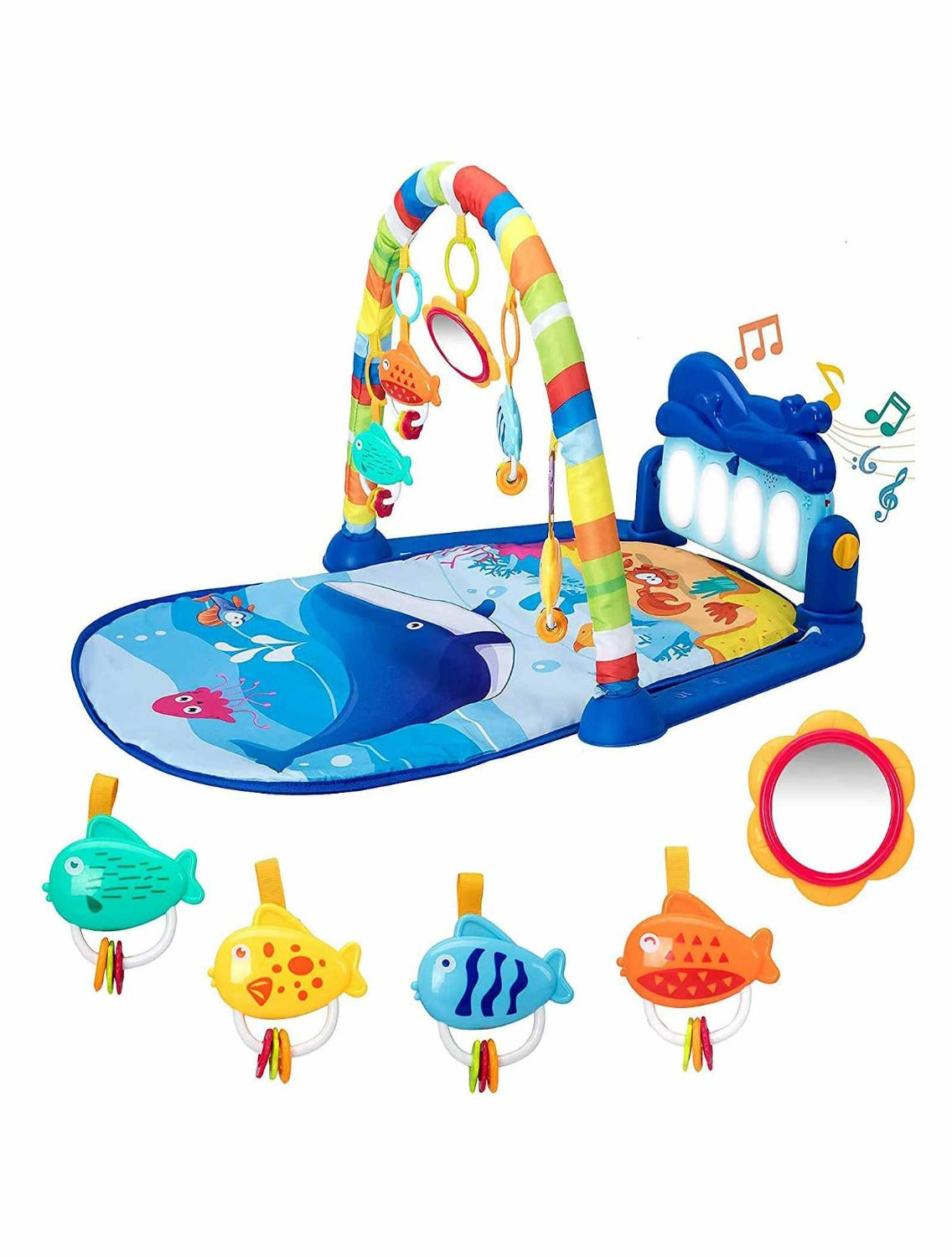 Baby Piano Fitness Rack With Playing Toys - Blue