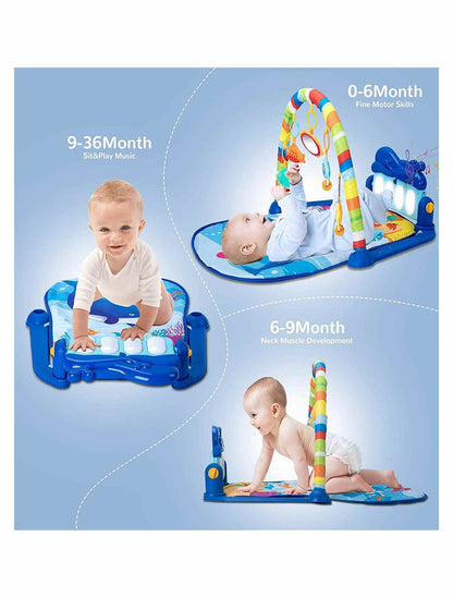 Baby Piano Fitness Rack With Playing Toys - Blue