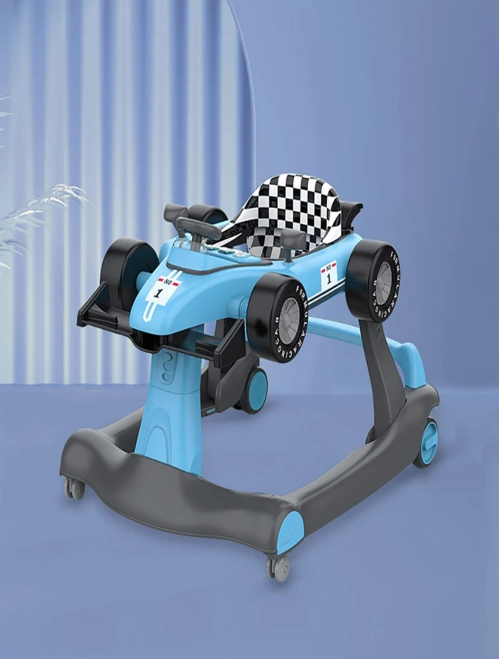 Multifunctional F1 Racing Car Musical Baby Walker Blue FirstCrawl