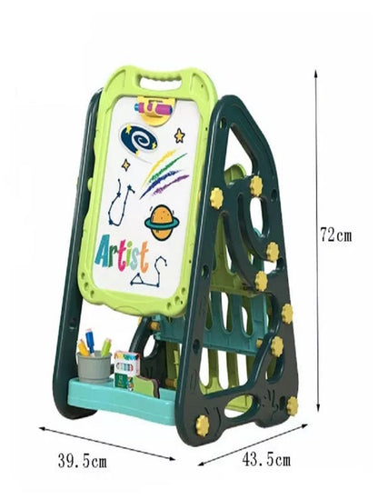 Adjustable Standing Easel Board Double Sided /Magnetic Kids Art Easel With Book Shelf