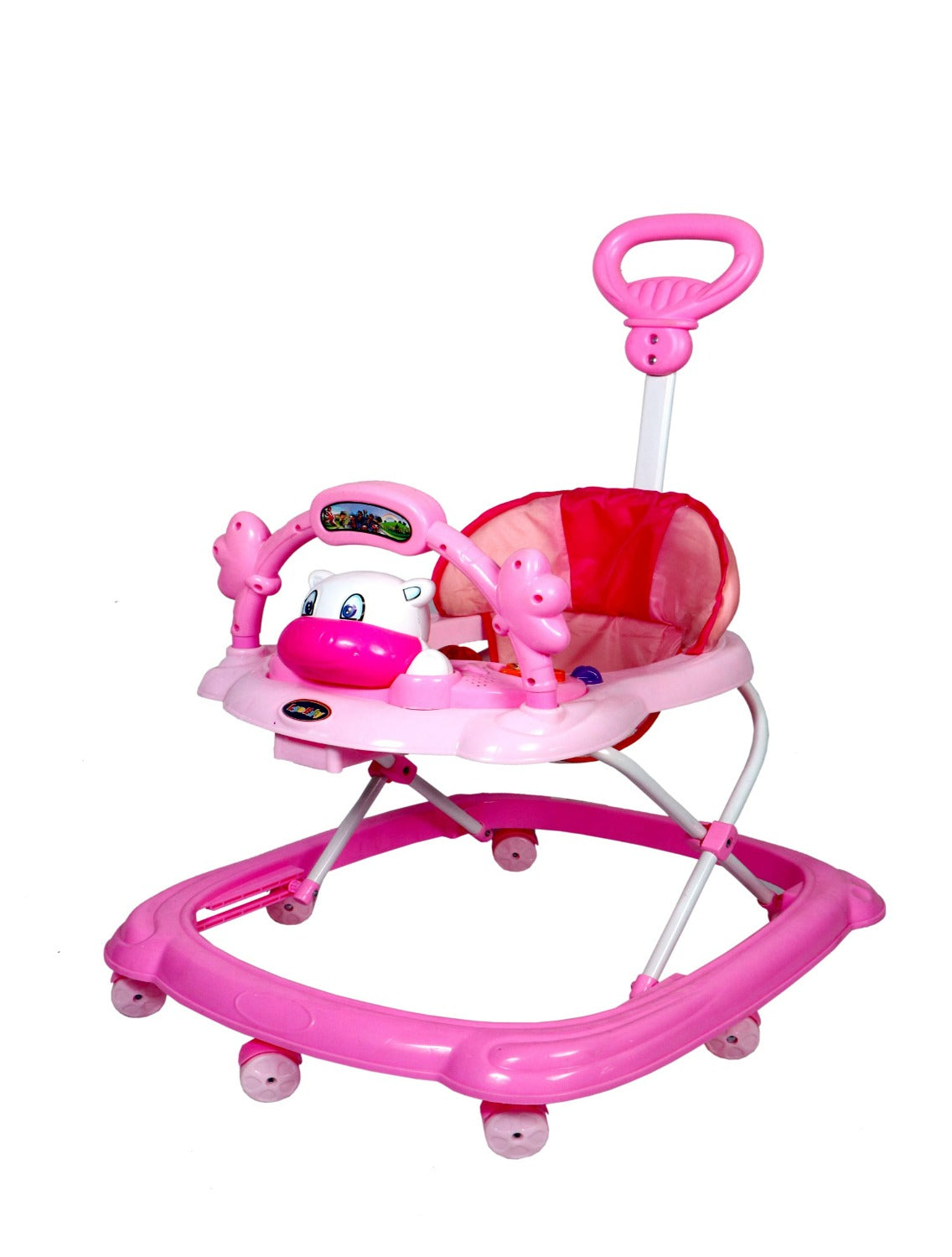 Musical Walker With Adjustable Height & Parental Handle - PINK