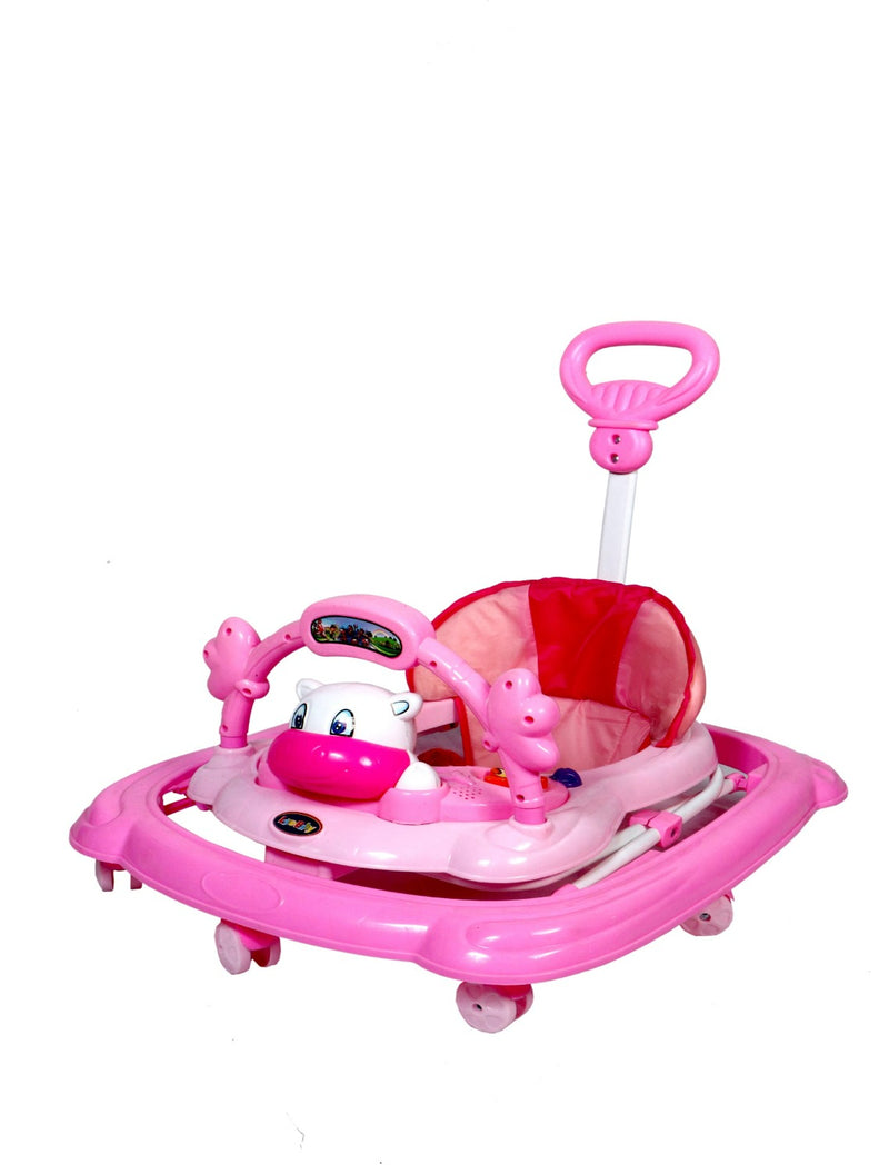 Musical Walker With Adjustable Height & Parental Handle - PINK