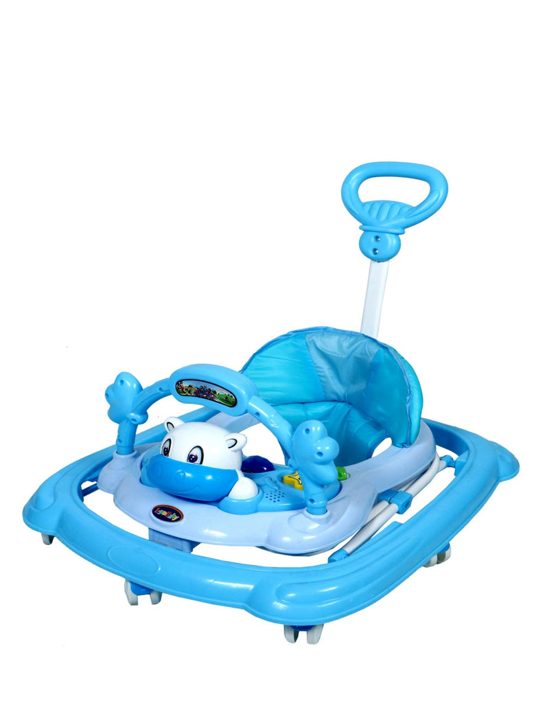 Musical Walker With Adjustable Height & Parental Handle - BLUE