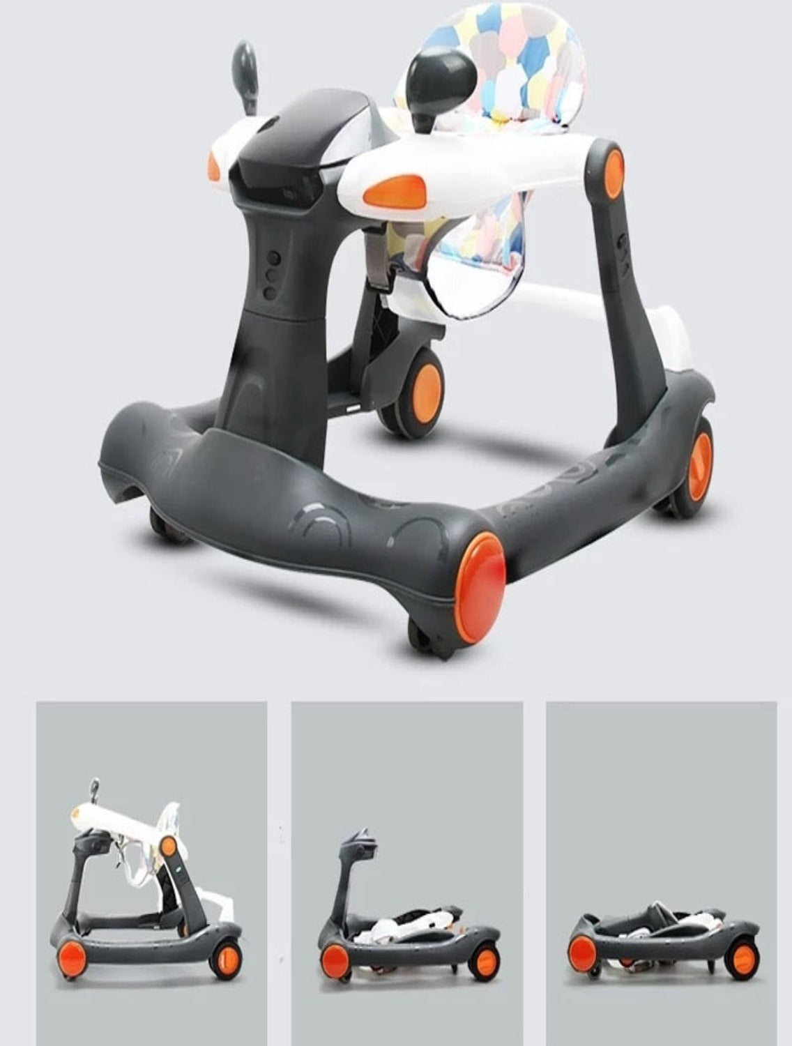 Multifunctional Musical Baby Walker Cum Tracker (Grey)