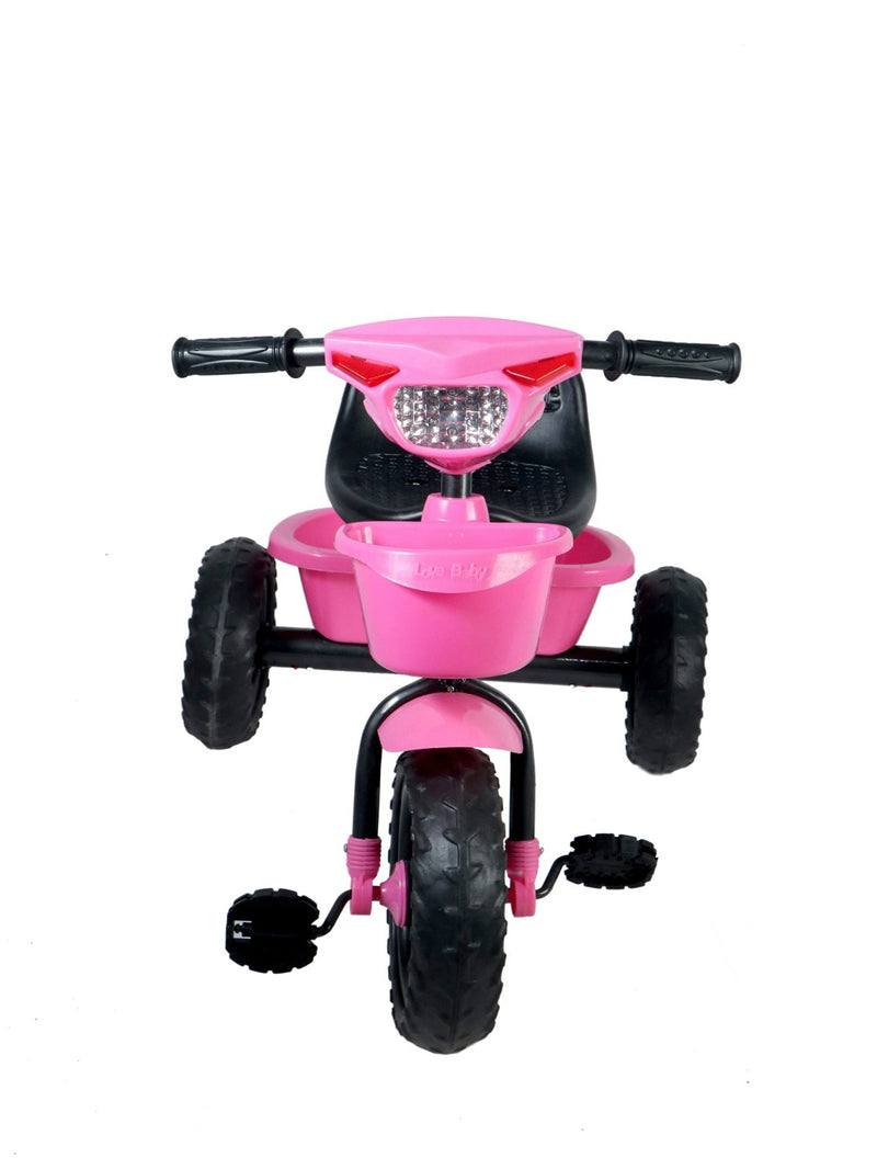 Musical Tricycle With Robo Light & Rear Basket (PINK)