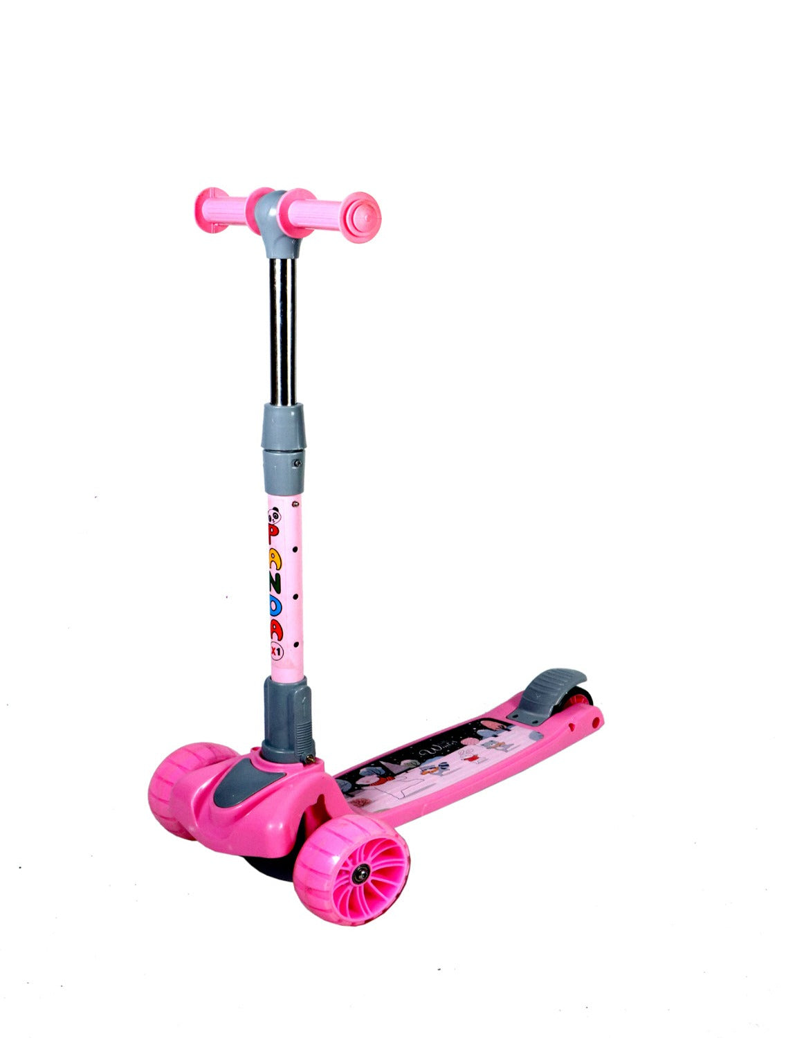 Kids Scooter with 4 Level Height Adjustment & LED Wheels - PINK