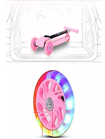 Trendy Skate Scooter With Foldable Handle - Pink