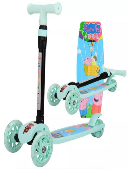 Trendy Skate Scooter With Foldable Handle - GREEN