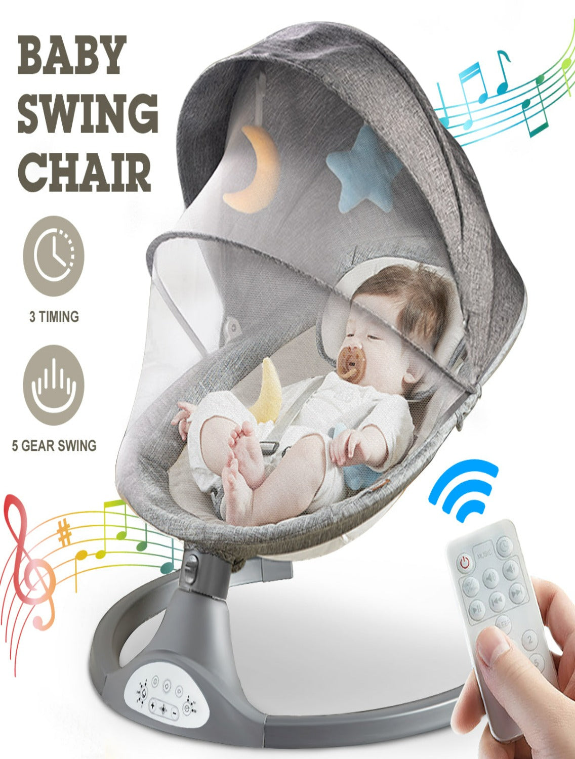 Musical Remote Control Swing Chair Fc-7778-Pink)