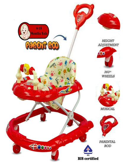 Musical Walker With Adjustable Height & Parental Handle